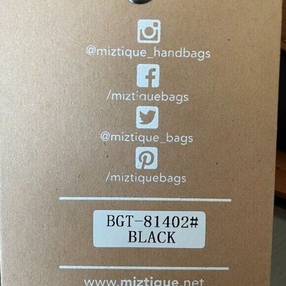 Miztique Womens Travel Bag Black / Saddle Brown Handles 19" x 8" x 11" NWT - Picture 5 of 7